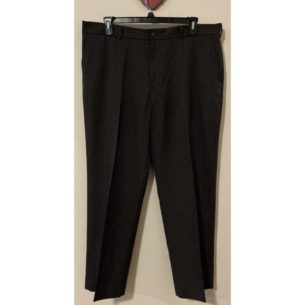 Perry Ellis Portfolio Mens Size 40x30 Gray Pinstriped Dress Pant! A5483